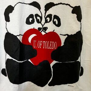 Wolf Mens Vintage 1987 University of Toledo Pandas Shirt Size Large White SP NWT